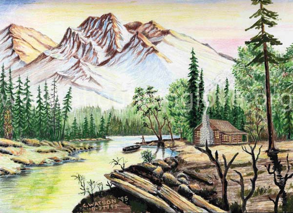 32 Cabin In Snowy Mountains Stream Left